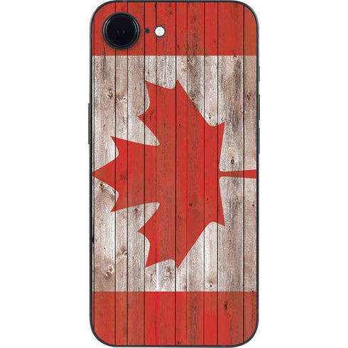 Canadian Flag Dark Wood iPhone 16e Skin
